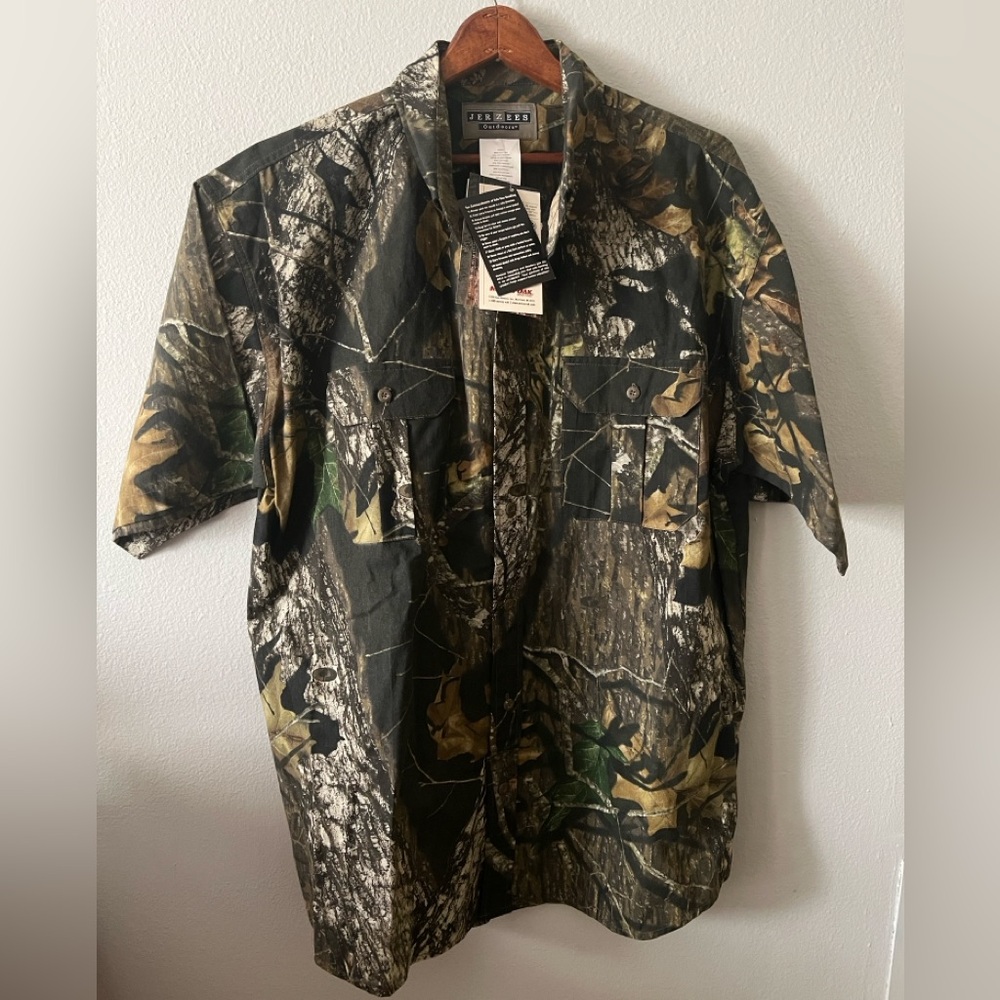 Vintage Jerzees Outdoors Mossy Oak Breakup Button Shirt Men Size XL Camo NEW NWT